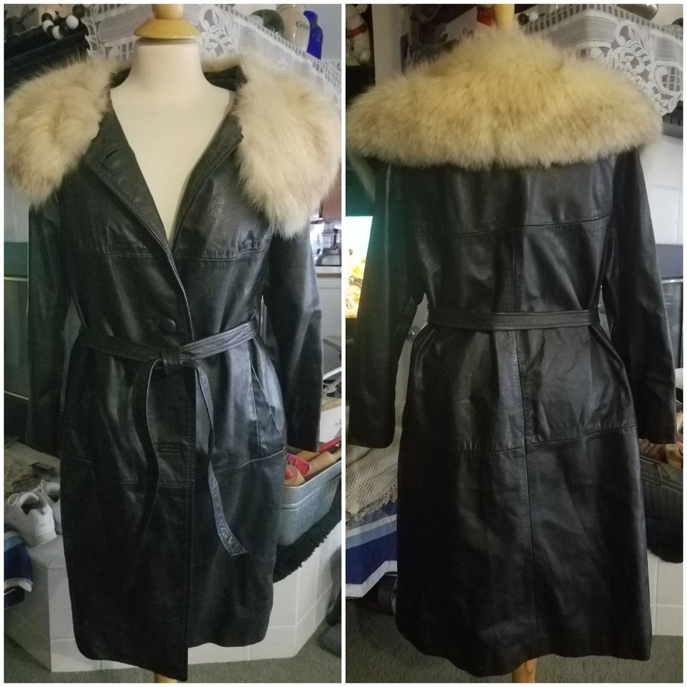 Beautiful Vintage 60's 24K Dan Di Modes Leather & Fox Coat